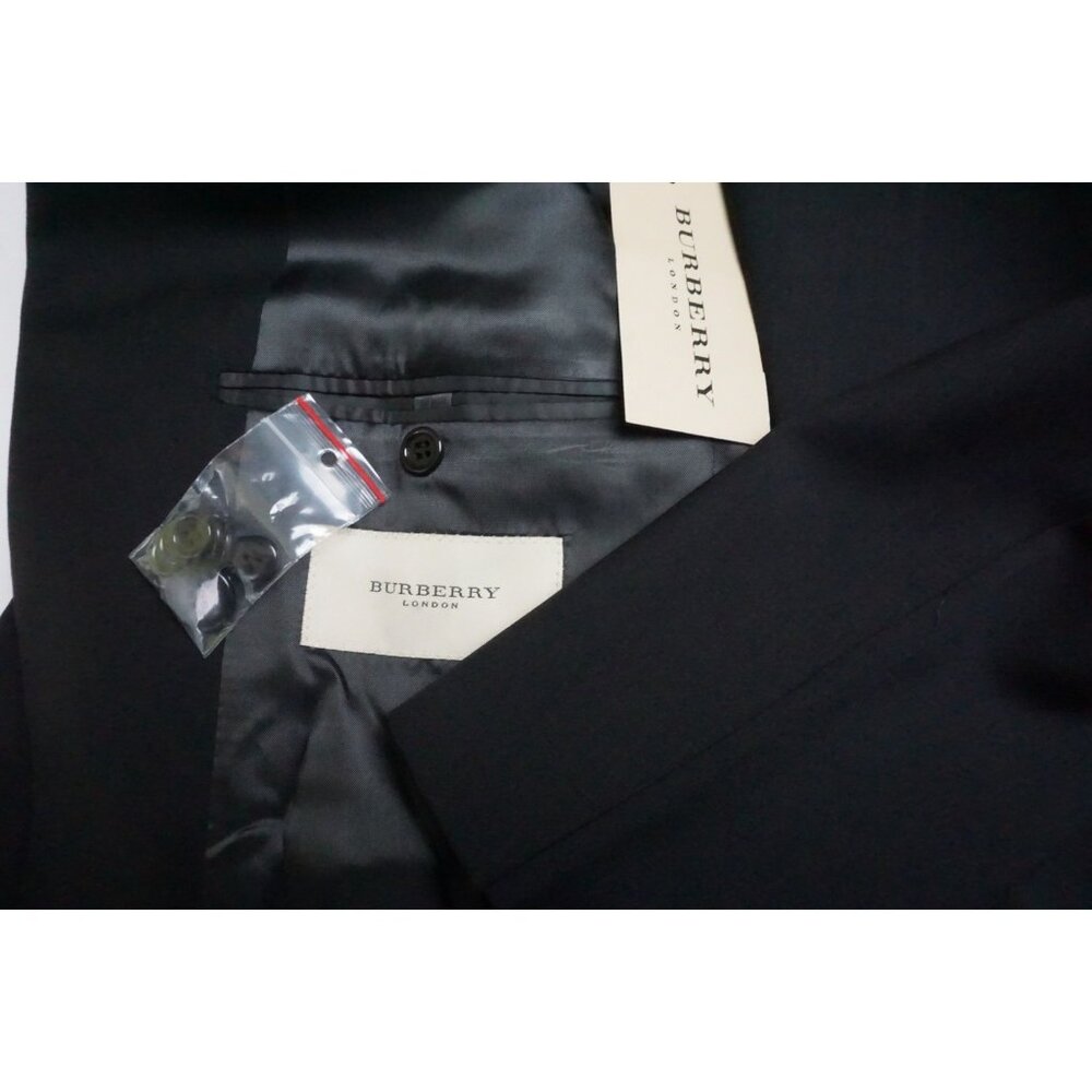Burberry London Oxford Black S100s Wool 2 Pc Suit Jacket Pants 38R Brand NEW